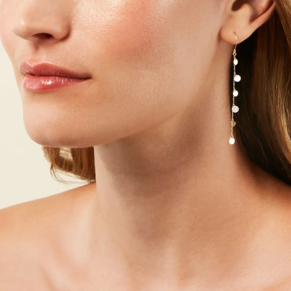 Boucles D'Oreilles Pendantes Epurea Or Jaune Nacre
