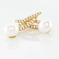 Boucles D'oreilles Pendantes Tesnimae Or Jaune Oxyde Perle De Culture
