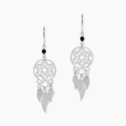 Boucles D'oreilles Pendantes Dream Catcher Argent Pierre De Synthese
