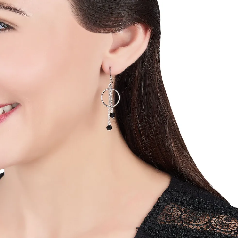 Boucles D'oreilles Pendantes Tamar Argent Blanc Pierre De Synthese