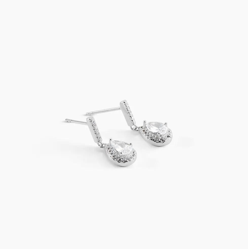 Boucles D'oreilles Pendantes Briony Argent Blanc Oxyde De Zirconium