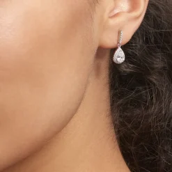 Boucles D'oreilles Pendantes Briony Argent Blanc Oxyde De Zirconium