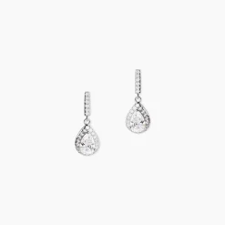 Boucles D'oreilles Pendantes Briony Argent Blanc Oxyde De Zirconium