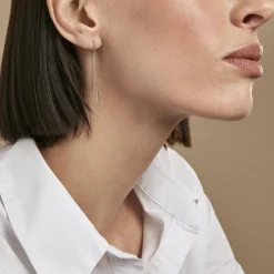 Boucles D'oreilles Pendantes Mila Argent Blanc