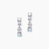 Boucles D'Oreilles Pendantes Dion Argent Blanc Oxyde De Zirconium