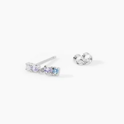 Boucles D'Oreilles Pendantes Dion Argent Blanc Oxyde De Zirconium