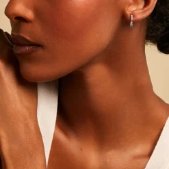 Boucles D'Oreilles Pendantes Dion Argent Blanc Oxyde De Zirconium