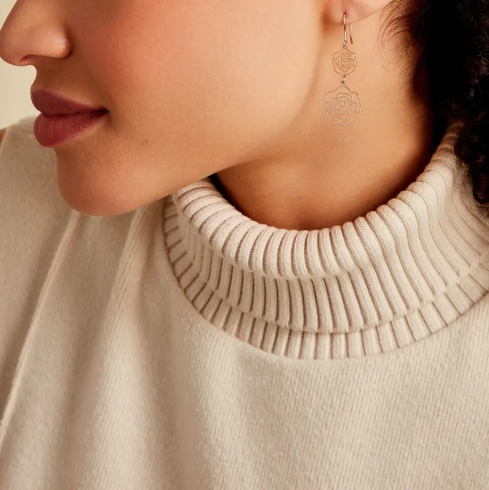 Boucles D'oreilles Pendantes Margotte Argent Rose