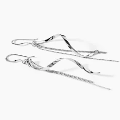 Boucles D'oreilles Pendantes Rizlaine Argent Blanc