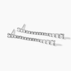 Boucles D'oreilles Pendantes Amenis Argent Blanc Oxyde De Zirconium