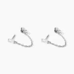 Boucles D'Oreilles Pendantes Manuelita Argent Blanc Oxyde De Zirconium