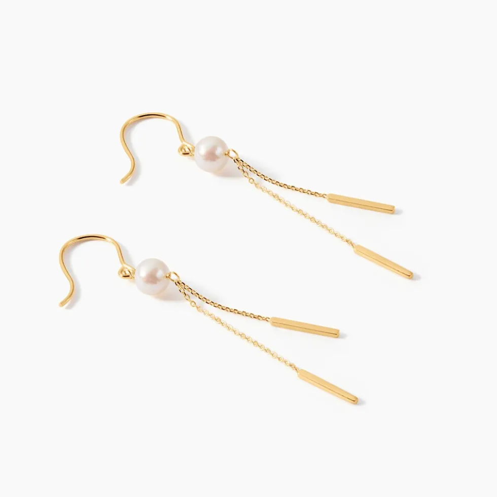 Boucles D'oreilles Pendantes Salman Or Jaune Perle De Culture