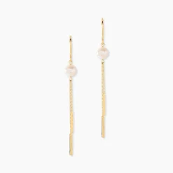Boucles D'oreilles Pendantes Salman Or Jaune Perle De Culture