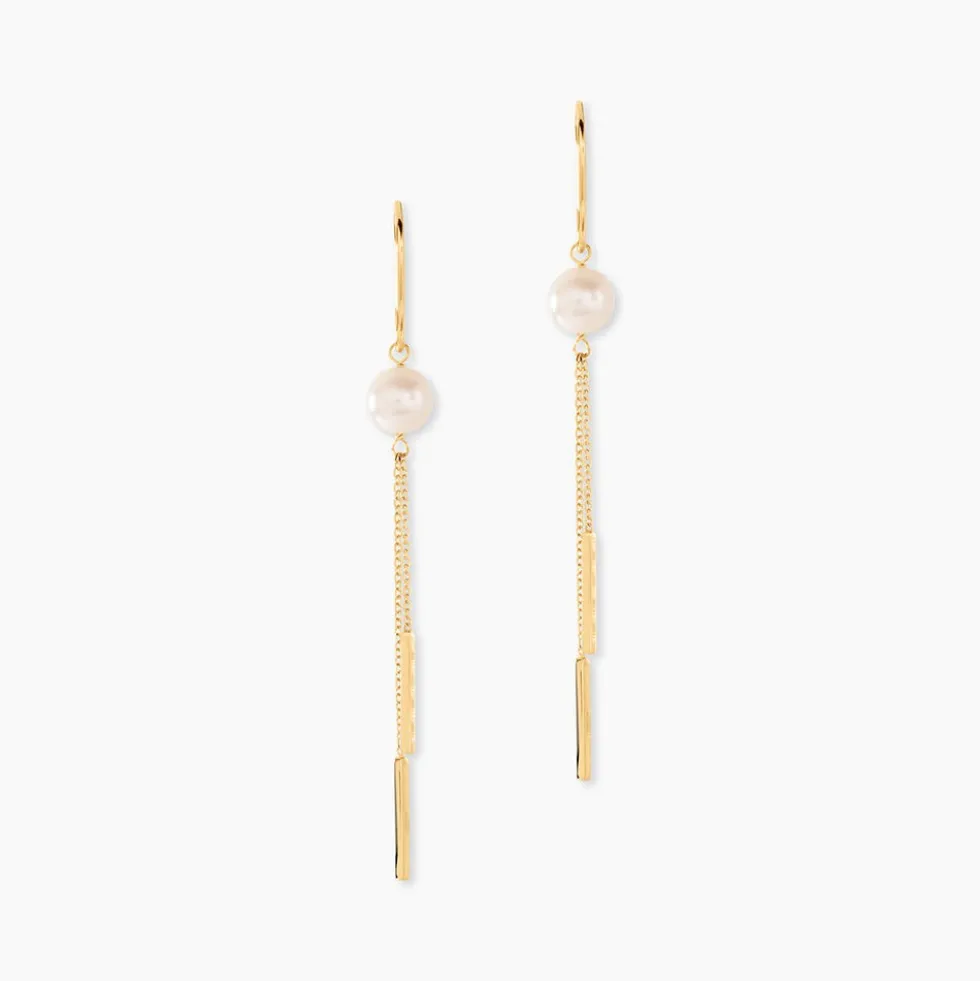 Boucles D'oreilles Pendantes Salman Or Jaune Perle De Culture
