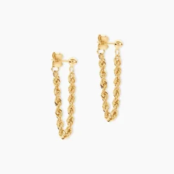 Boucles D'oreilles Pendantes Cordelia Corde Or Jaune