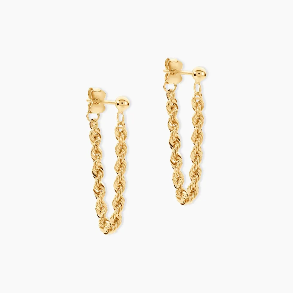 Boucles D'oreilles Pendantes Cordelia Corde Or Jaune