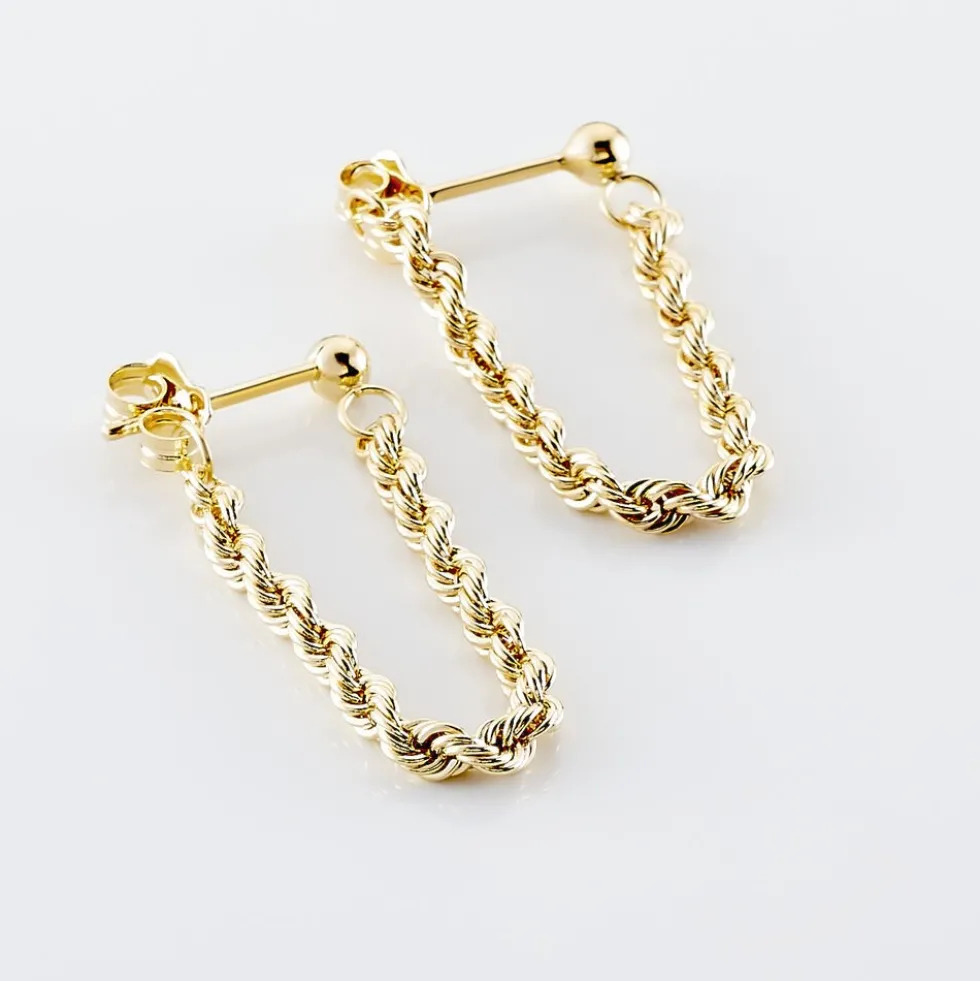 Boucles D'oreilles Pendantes Cordelia Corde Or Jaune
