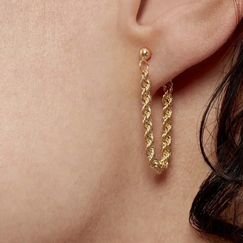 Boucles D'oreilles Pendantes Cordelia Corde Or Jaune