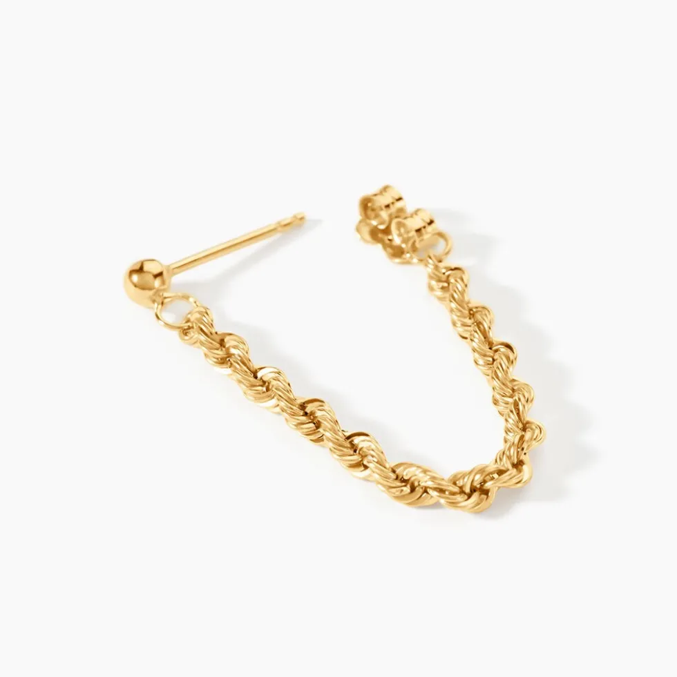 Boucles D'oreilles Pendantes Cordelia Corde Or Jaune