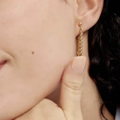 Boucles D'oreilles Pendantes Cordelia Corde Or Jaune