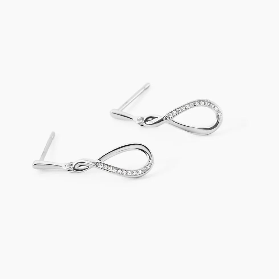 Boucles D'oreilles Pendantes Vanessa Or Blanc Diamant