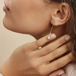 Boucles D'oreilles Pendantes Or Jaune Bartolome Oxyde De Zirconium