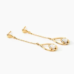 Boucles D'oreilles Pendantes Or Jaune Bartolome Oxyde De Zirconium