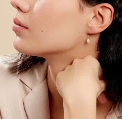 Boucles D'oreilles Pendantes Baroque Or Jaune Perle De Culture