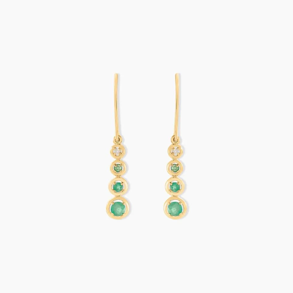 Boucles D'oreilles Pendantes Josephine Or Jaune Emeraude