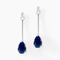 Boucles D'oreilles Pendantes Pluie D'Eclat Or Blanc Saphir