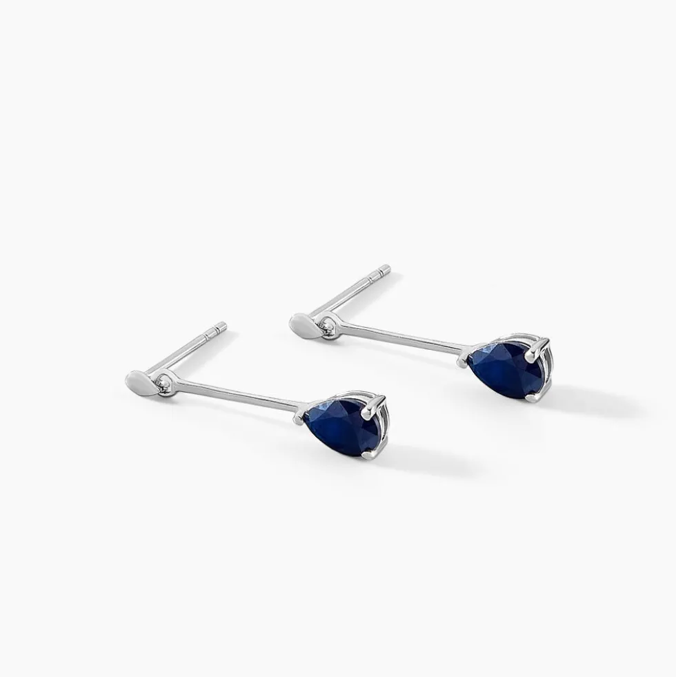 Boucles D'oreilles Pendantes Pluie D'Eclat Or Blanc Saphir