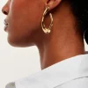 Boucles D'Oreilles Pendantes Mamamia Acier Jaune