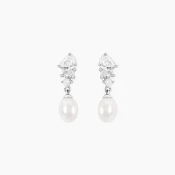 Boucles D'Oreilles Pendantes Elea Argent Blanc Perle De Culture Oxyde De Zirconium