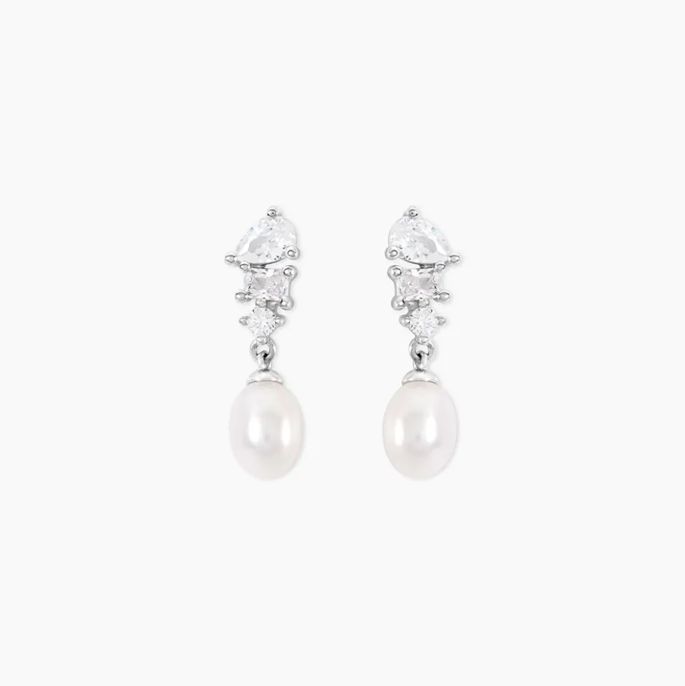 Boucles D'Oreilles Pendantes Elea Argent Blanc Perle De Culture Oxyde De Zirconium