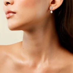 Boucles D'Oreilles Pendantes Elea Argent Blanc Perle De Culture Oxyde De Zirconium