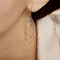 Boucles D'oreilles Pendantes Twisty Argent Blanc