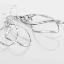 Boucles D'oreilles Pendantes Twisty Argent Blanc