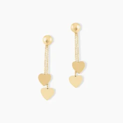 Boucles D'oreilles Pendantes Ervins Pendantes Coeurs Or Jaune