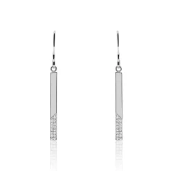Boucles D'oreilles Pendantes Evodie Argent Blanc Oxyde De Zirconium