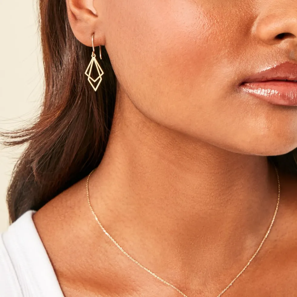 Boucles D'Oreilles Pendantes Menes Or Jaune