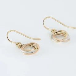 Boucles D'oreilles Pendantes Berangere Triple Cercles Or Tricolore
