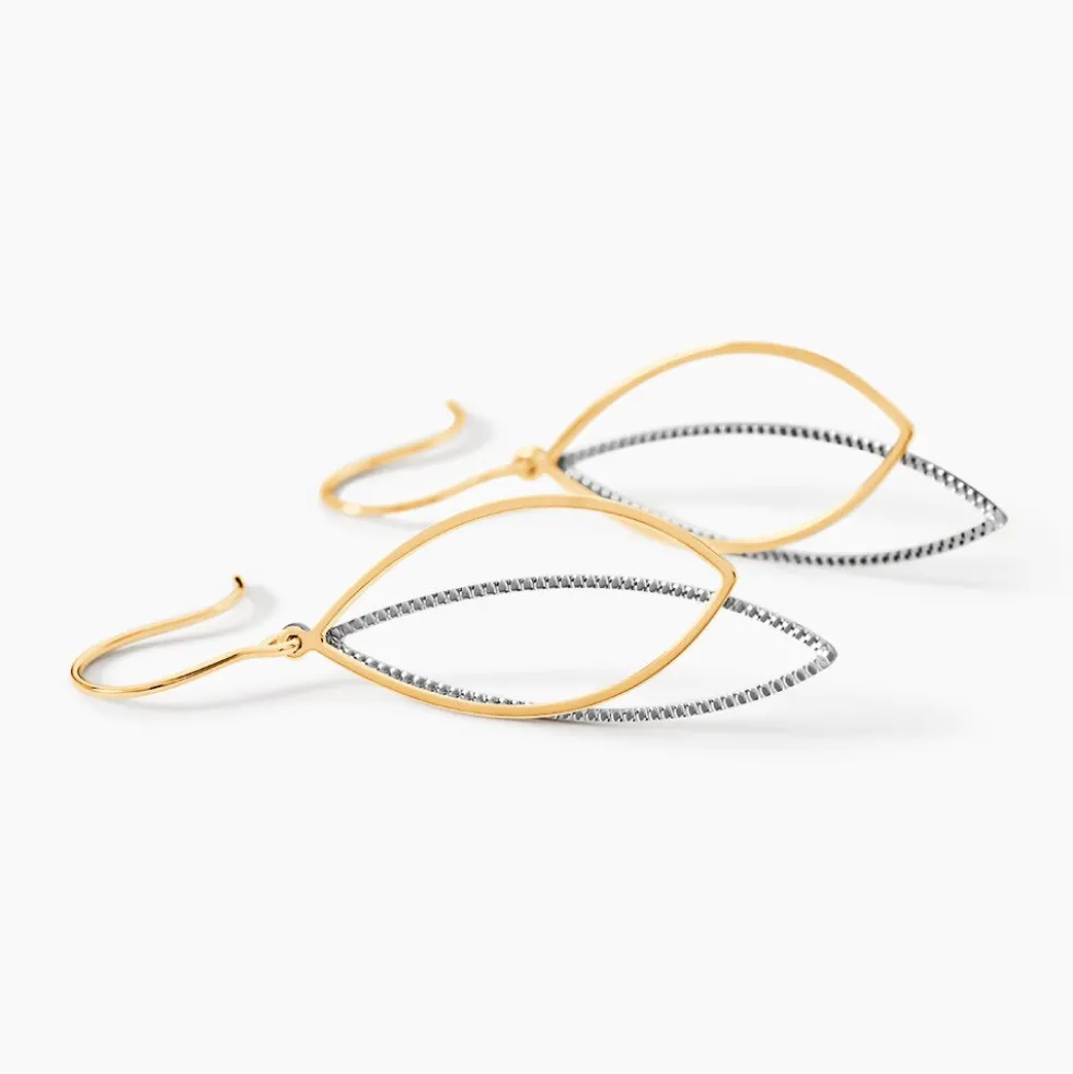Boucles D'oreilles Pendantes Anila Gouttes Or Bicolore