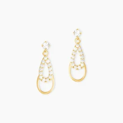 Boucles D'oreilles Pendantes Britain Or Jaune Oxyde De Zirconium
