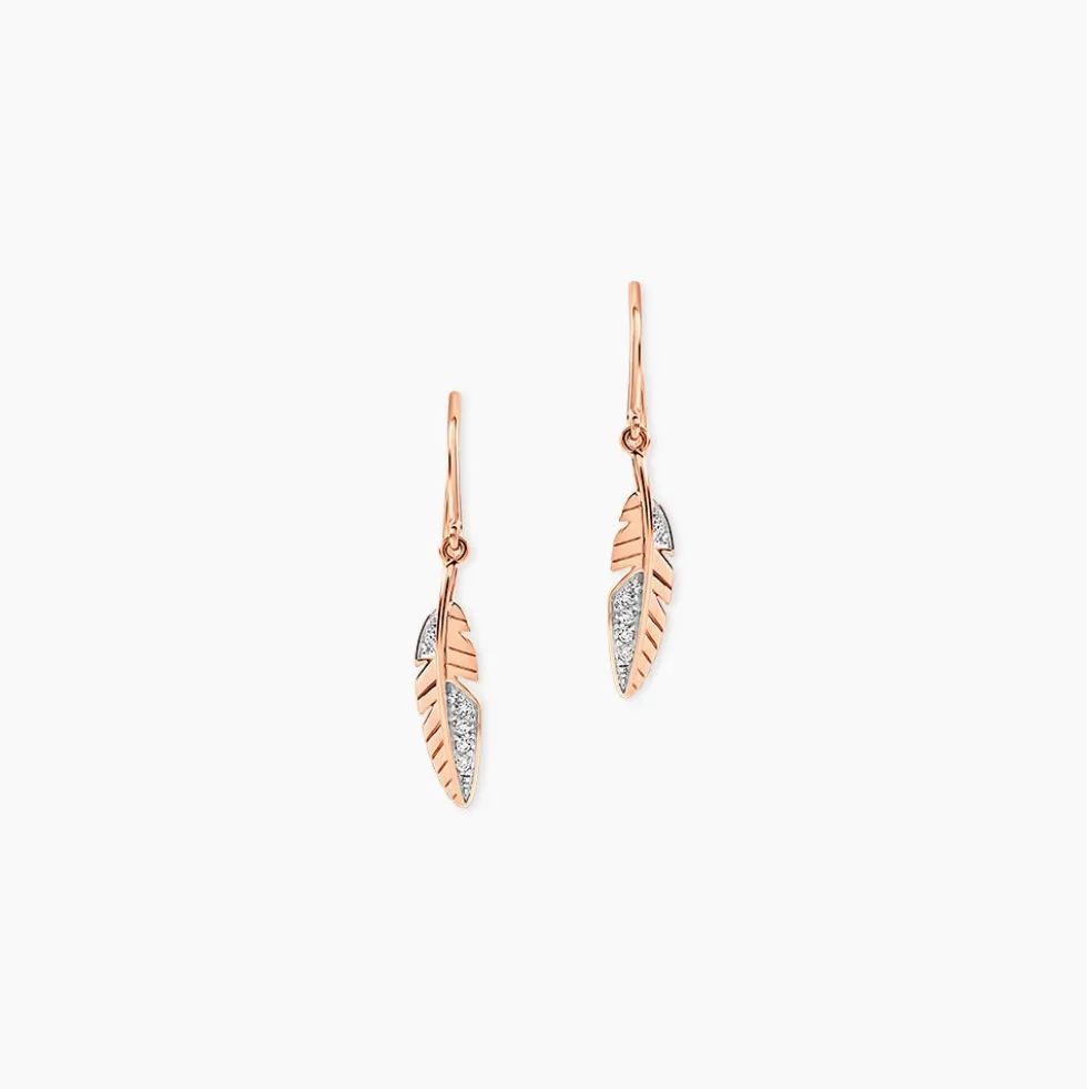 Boucles D'oreilles Pendantes Clodie Or Rose Diamant