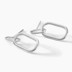 Boucles D'oreilles Pendantes Elfie Argent Blanc