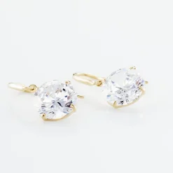 Boucles D'oreilles Pendantes Oxyde Rond Or Jaune Oxyde De Zirconium