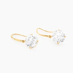 Boucles D'oreilles Pendantes Oxyde Rond Or Jaune Oxyde De Zirconium