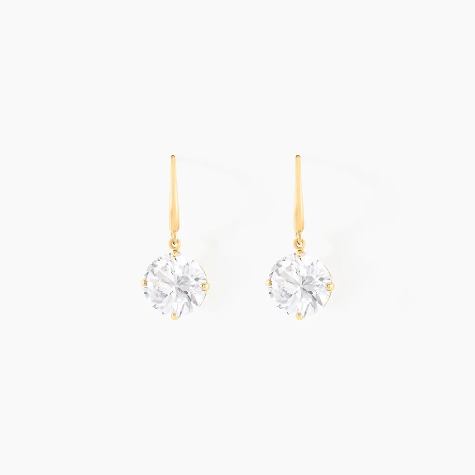 Boucles D'oreilles Pendantes Oxyde Rond Or Jaune Oxyde De Zirconium