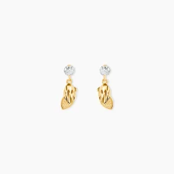Boucles D'oreilles Pendantes Bartolomea Feuille Or Jaune Oxyde