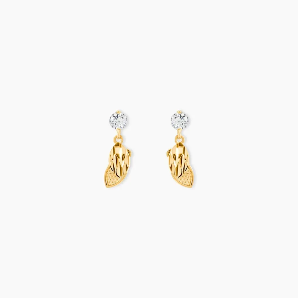 Boucles D'oreilles Pendantes Bartolomea Feuille Or Jaune Oxyde